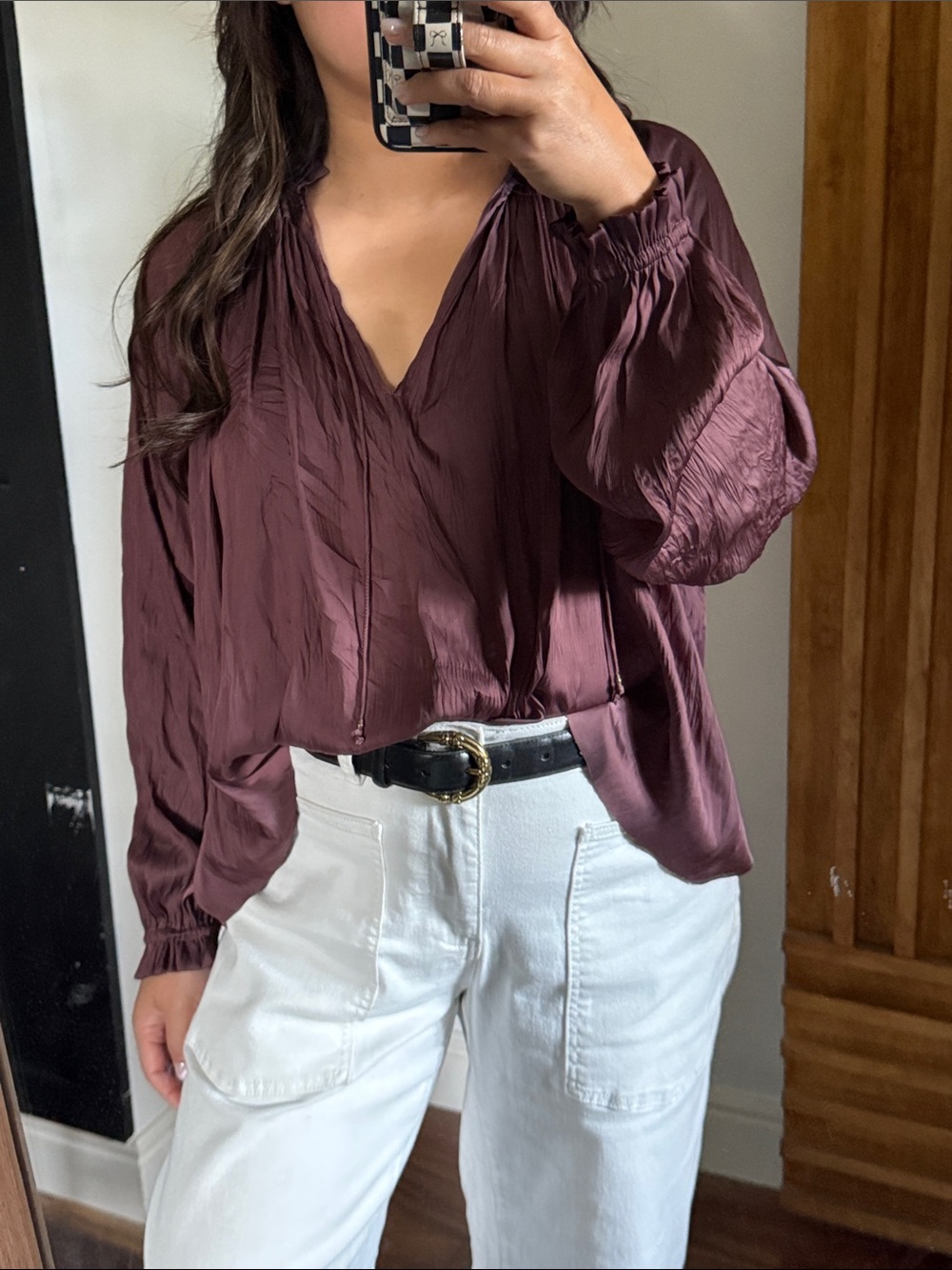 Ulla Johnson Electra Pleated Satin Peasant Blouse. Size 2 run big